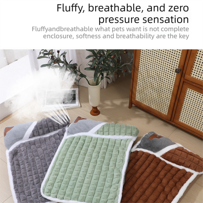 Brown S size Luxury Plush Pet Sleeping Mat, Thickened Warm Pet Bed Cushion for Dogs and Cats, Soft Fabric Pet Sofa Pad with Non-Slip Waterproof Base - view 7