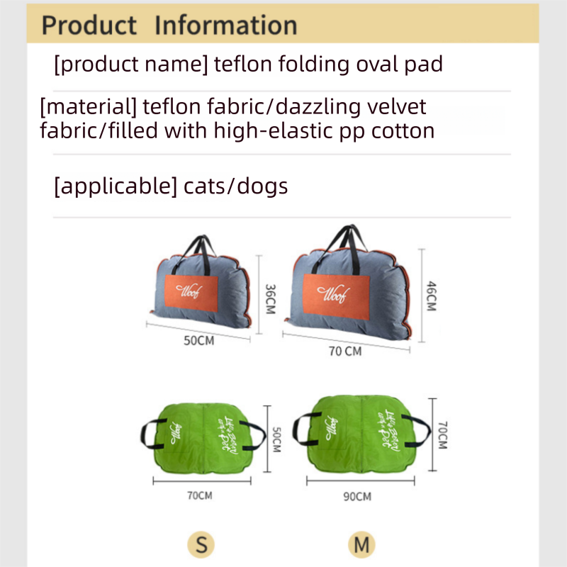 Dark yellow M size Portable Foldable Pet Bed Mat – Waterproof Travel Dog Bed and Cat Cushion with Carry Handles, Removable Washable Cover, Plush Comfort Padding for Indoor and Outdoor Use - view 7