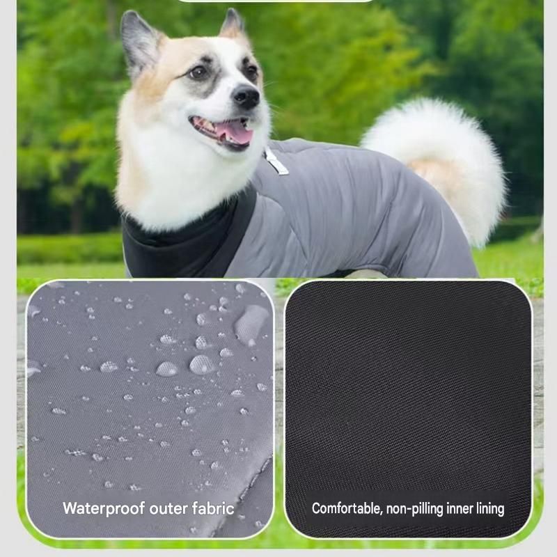 Yellow S size Winter Dog Jumpsuit Coat – Waterproof Four-Leg Pet Jacket with Reflective Harness Clip, Windproof Warm Padded Puppy Snowsuit, Adjustable Polyester Dog Clothing for Small to Medium Dogs - view 3