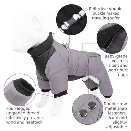 3-Piece Grey Winter Pet Outdoor Travel Set – grey m size Reflective Dog Puffer Jacket, grey 3m Retractable Leash & grey Portable Foldable Dog Bed - view 9