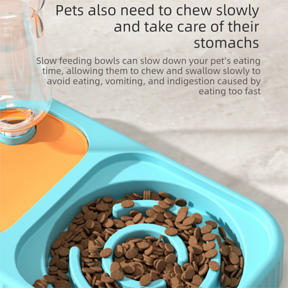 Yellow and Green Cat & Dog Feeding Station with Water Dispenser – Elevated Stainless Steel Pet Bowl Set with Slow Feeder, Anti-Spill Design and Automatic Water Supply - view 5
