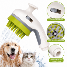 White Pet Bathing Shower Sprayer Brush with Water Control Switch Control Dog Grooming Massage Shampoo Rinse Tool