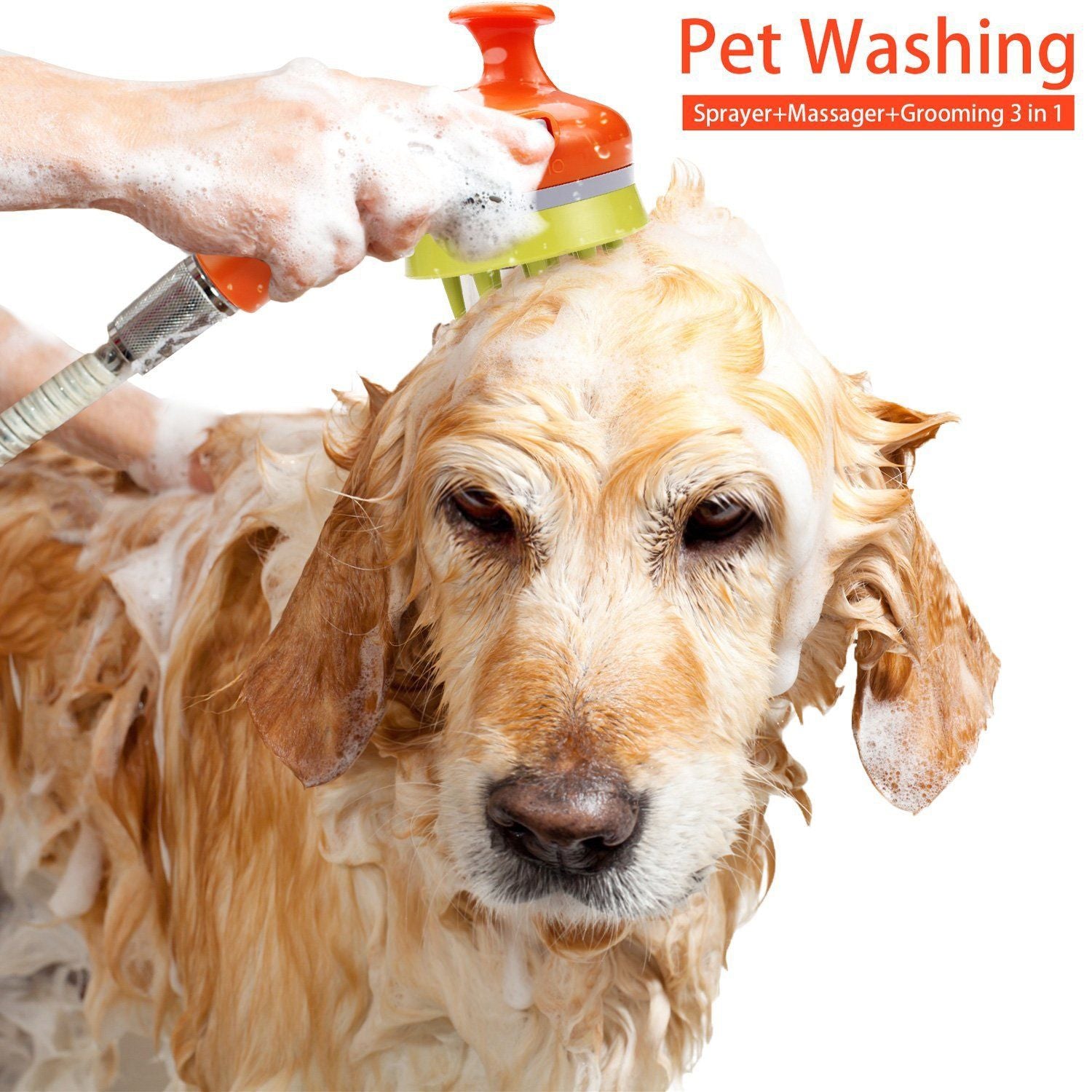 Blue Pet Bathing Shower Sprayer Brush with Water Control Switch Control Dog Grooming Massage Shampoo Rinse Tool - view 2