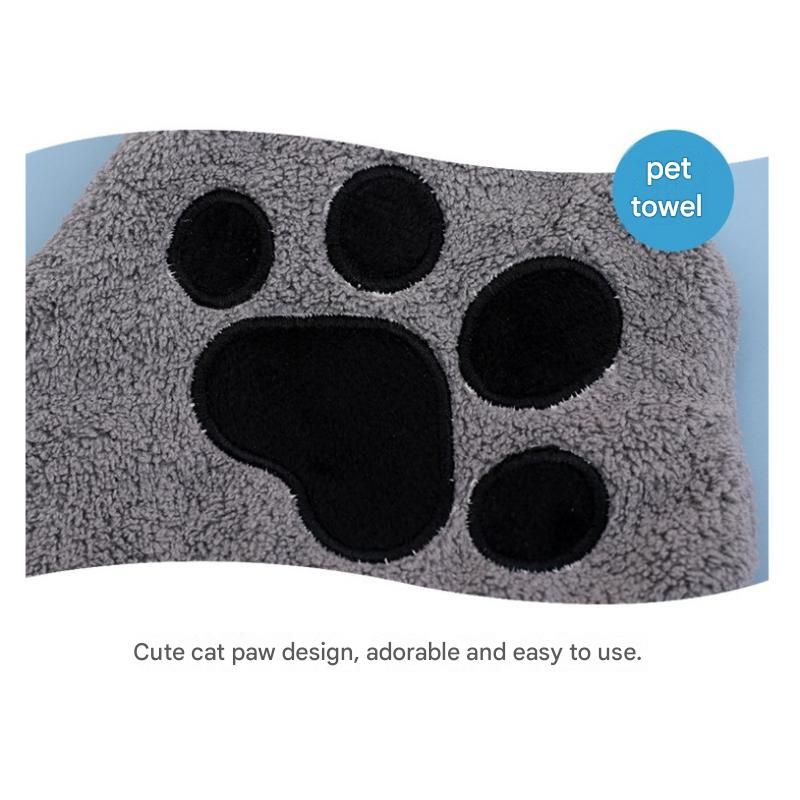 2-piece Pink Quick-drying pet grooming glove towel; made of soft, highly absorbent coral fleece; suitable for drying dogs and cats after bathing. - view 8