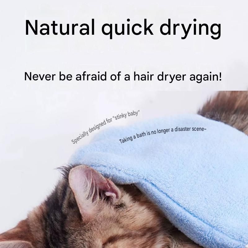 2-piece Blue Quick-drying pet grooming glove towel; made of soft, highly absorbent coral fleece; suitable for drying dogs and cats after bathing. - view 4
