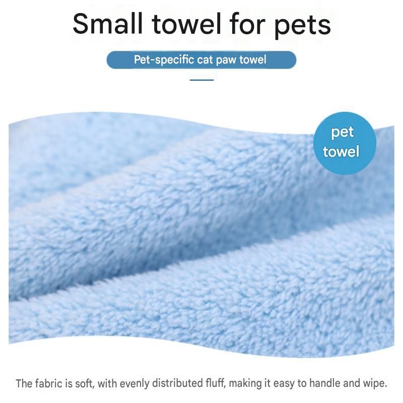 2-piece Blue Quick-drying pet grooming glove towel; made of soft, highly absorbent coral fleece; suitable for drying dogs and cats after bathing. - view 5