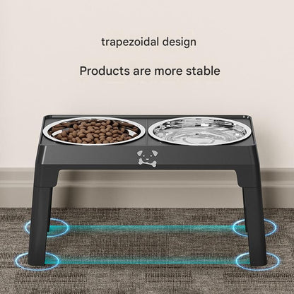 Grey Adjustable Elevated Dog Bowl Stand with Stainless Steel Double Bowls, Foldable Raised Pet Feeding Station for Medium & Large Dogs, Anti-Slip Height Adjustable Food and Water Feeder - view 6