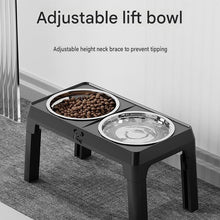 Black Adjustable Elevated Dog Bowl Stand with Stainless Steel Double Bowls, Foldable Raised Pet Feeding Station for Medium & Large Dogs, Anti-Slip Height Adjustable Food and Water Feeder - view 2