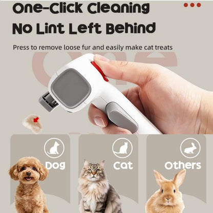 White and Grey 2-in-1 Pet Dematting & Deshedding Grooming Comb, Self-Cleaning Dog and Cat Brush with One-Click Hair Removal, Stainless Steel Undercoat Rake for Dogs, Cats & Small Pets - view 7