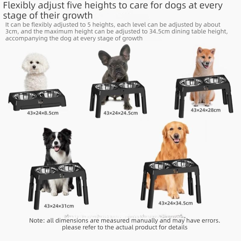 Pet Care Bundle Set – Grey Adjustable Elevated Double Dog Bowl & White and Grey 2-in-1 Self-Cleaning Pet Grooming Comb, Stainless Steel Feeding Station and Deshedding Brush for Dogs & Cats - view 5
