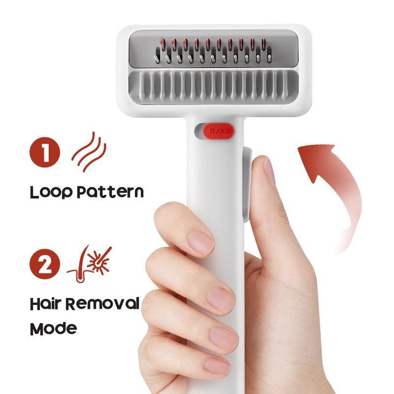 Pet Care Bundle Set – Grey Adjustable Elevated Double Dog Bowl & White and Grey 2-in-1 Self-Cleaning Pet Grooming Comb, Stainless Steel Feeding Station and Deshedding Brush for Dogs & Cats - view 9