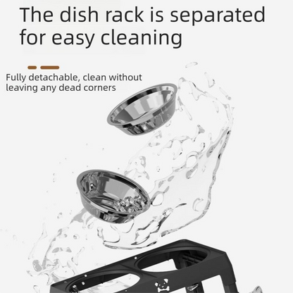 Pet Care Bundle Set – Black Adjustable Elevated Double Dog Bowl & White and Grey 2-in-1 Self-Cleaning Pet Grooming Comb, Stainless Steel Feeding Station and Deshedding Brush for Dogs & Cats - view 7