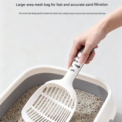 Pink Large-surface cat litter scoop—made of PP material, featuring a fine-mesh design and an ergonomic handle; 28 cm in length. Suitable for tofu litter and clumping litter; an easy-to-clean tool for clearing away pet waste - view 3