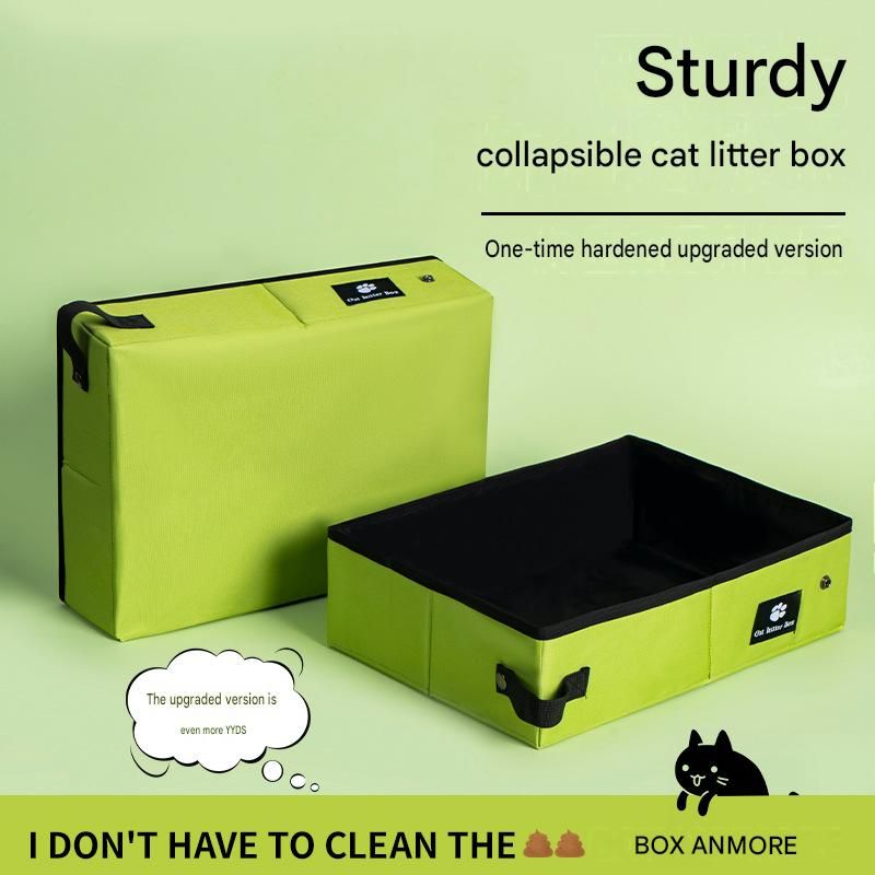 Travel Friendly Pet Toilet Kit - Black Portable Cat Litter Box and Pink Scoop Set - Foldable Oxford Fabric Tray with Waterproof Liner, PP Fine Mesh Scoop for Tofu and Clumping Litter,Suitable for travel and outdoor use - view 2