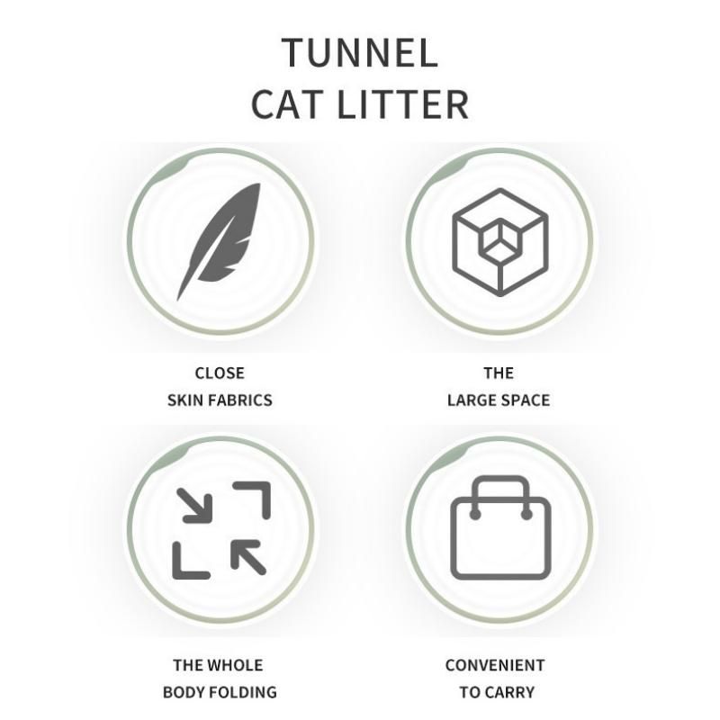 Grey Foldable Cat Tunnel Bed - Plush 2-in-1 Pet Nest with 26cm Wide Opening, Non-Slip Base and Hanging Toy for Indoor Cats - view 8