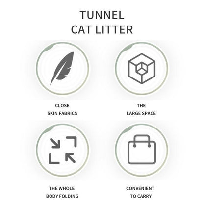 Grey Foldable Cat Tunnel Bed - Plush 2-in-1 Pet Nest with 26cm Wide Opening, Non-Slip Base and Hanging Toy for Indoor Cats - view 8