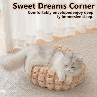 White 50cm with Heart-patterned jacquard Plush Round Pet Bed - Soft Donut Cat Bed, Warm Winter Dog Cushion for Anxiety Relief and Cozy Sleep, Durable Non-Slip Nest for Small to Medium Pets - view 2