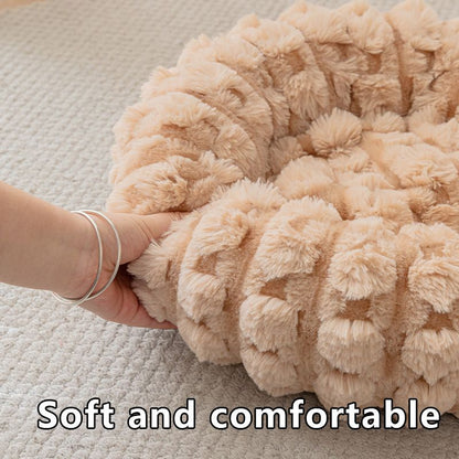 White 50cm with Heart-patterned jacquard Plush Round Pet Bed - Soft Donut Cat Bed, Warm Winter Dog Cushion for Anxiety Relief and Cozy Sleep, Durable Non-Slip Nest for Small to Medium Pets - view 7