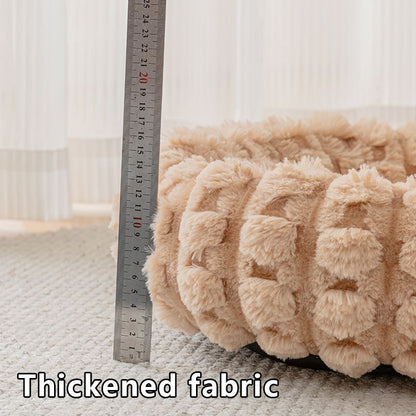 White 50cm with Heart-patterned jacquard Plush Round Pet Bed - Soft Donut Cat Bed, Warm Winter Dog Cushion for Anxiety Relief and Cozy Sleep, Durable Non-Slip Nest for Small to Medium Pets - view 8