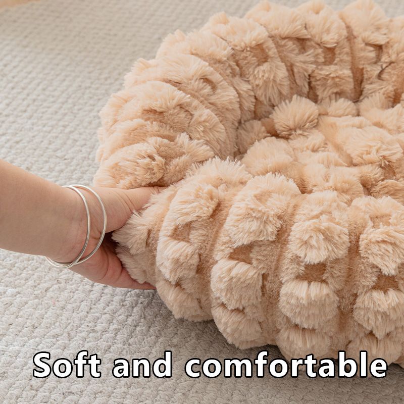 Grey 40cm with Heart-patterned jacquard Plush Round Pet Bed - Soft Donut Cat Bed, Warm Winter Dog Cushion for Anxiety Relief and Cozy Sleep, Durable Non-Slip Nest for Small to Medium Pets - view 7