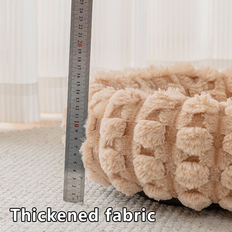 Coffee color 40cm with Heart-patterned jacquard Plush Round Pet Bed - Soft Donut Cat Bed, Warm Winter Dog Cushion for Anxiety Relief and Cozy Sleep, Durable Non-Slip Nest for Small to Medium Pets - view 8