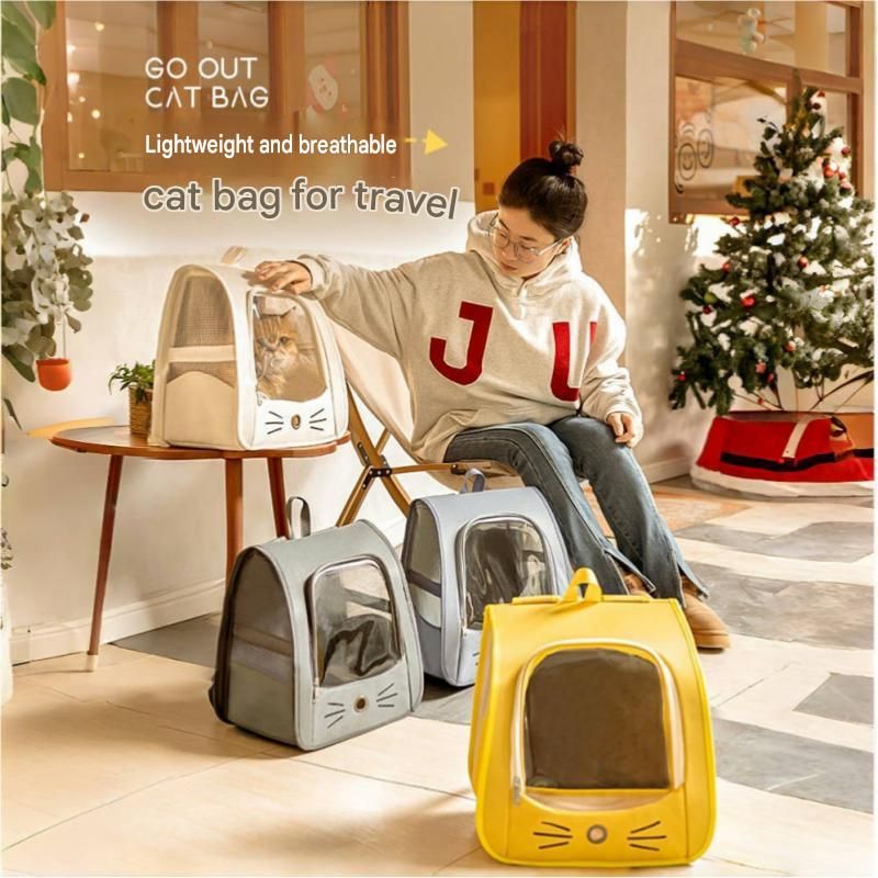White Breathable Pet Carrier Backpack - Nylon Cat Travel Bag with Large Clear Window, 3-in-1 Carry Design for Cats Under 6kg and Small Dogs - view 2