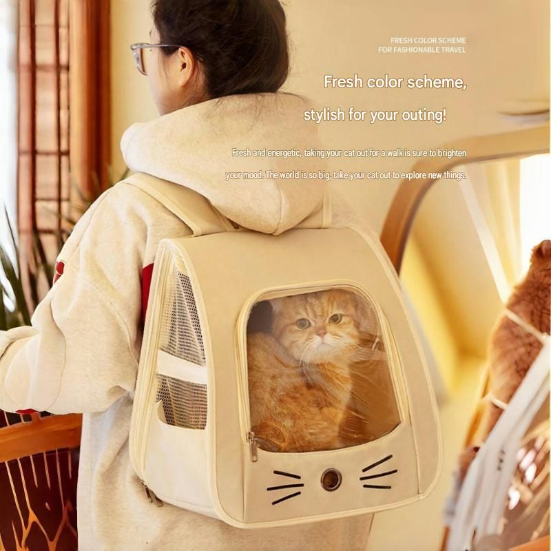 White Breathable Pet Carrier Backpack - Nylon Cat Travel Bag with Large Clear Window, 3-in-1 Carry Design for Cats Under 6kg and Small Dogs - view 5
