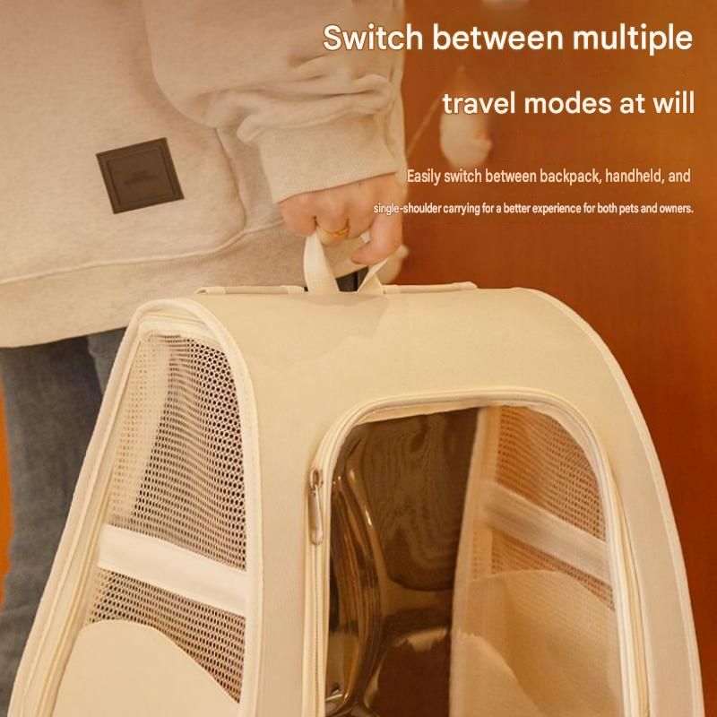 Yellow Breathable Pet Carrier Backpack - Nylon Cat Travel Bag with Large Clear Window, 3-in-1 Carry Design for Cats Under 6kg and Small Dogs - view 6