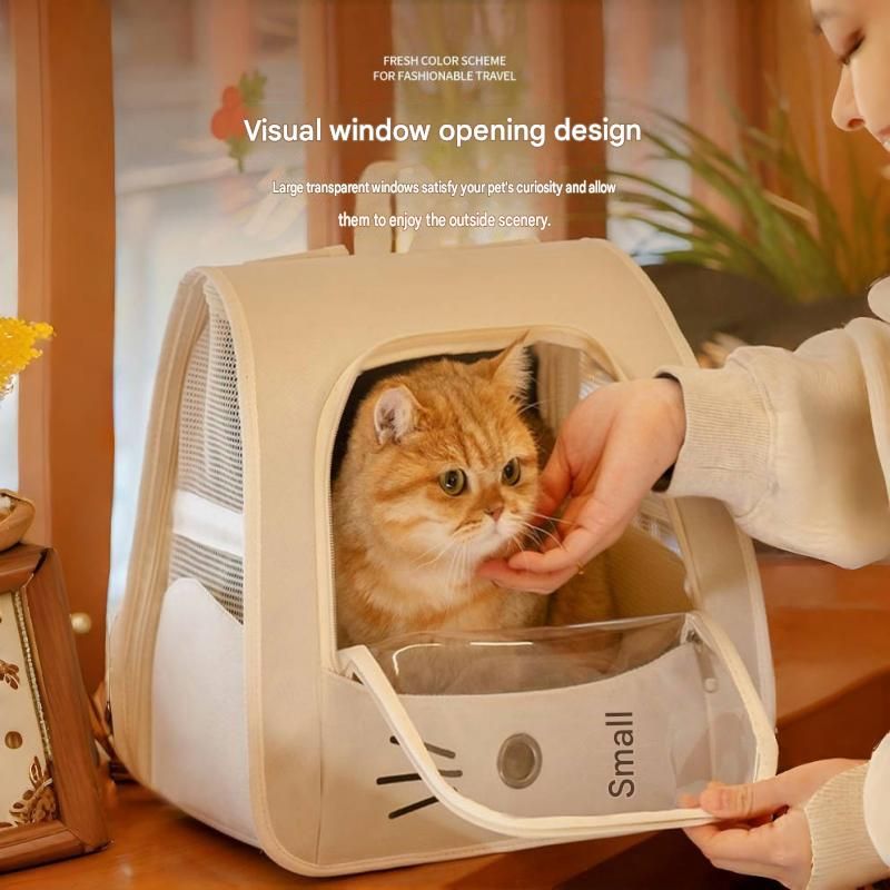 Grey Breathable Pet Carrier Backpack - Nylon Cat Travel Bag with Large Clear Window, 3-in-1 Carry Design for Cats Under 6kg and Small Dogs - view 3