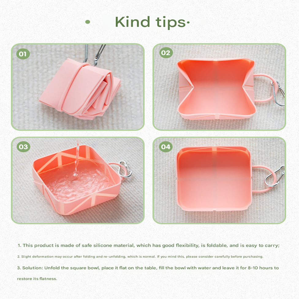 2-Pack Pink Portable Silicone Pet Travel Bowl - Foldable Outdoor Water & Food Dish for Dogs & Cats - Eco-Friendly, Lightweight & Durable with Aluminum Carabiner for Walking, Hiking & Camping - view 7