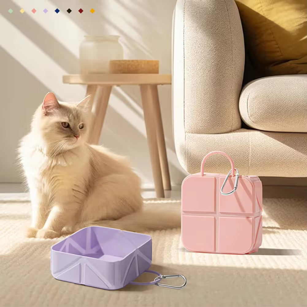 2-Pack Purple Portable Silicone Pet Travel Bowl - Foldable Outdoor Water & Food Dish for Dogs & Cats - Eco-Friendly, Lightweight & Durable with Aluminum Carabiner for Walking, Hiking & Camping - view 2