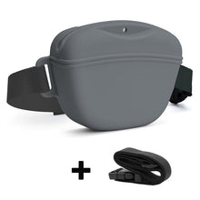 Gray Silicone Dog Training Treat Pouch with Adjustable Waist Belt Hands-Free Pet Reward Bag for Outdoor Walks
