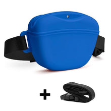 Blue Silicone Dog Training Treat Pouch with Adjustable Waist Belt Hands-Free Pet Reward Bag for Outdoor Walks