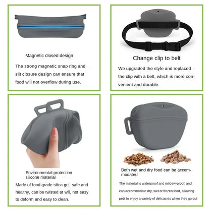 Cyan Silicone Dog Training Treat Pouch with Adjustable Waist Belt Hands-Free Pet Reward Bag for Outdoor Walks - view 5