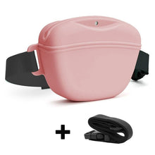 Pink Silicone Dog Training Treat Pouch with Adjustable Waist Belt Hands-Free Pet Reward Bag for Outdoor Walks