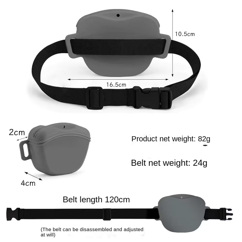 Pink Silicone Dog Training Treat Pouch with Adjustable Waist Belt Hands-Free Pet Reward Bag for Outdoor Walks - view 6
