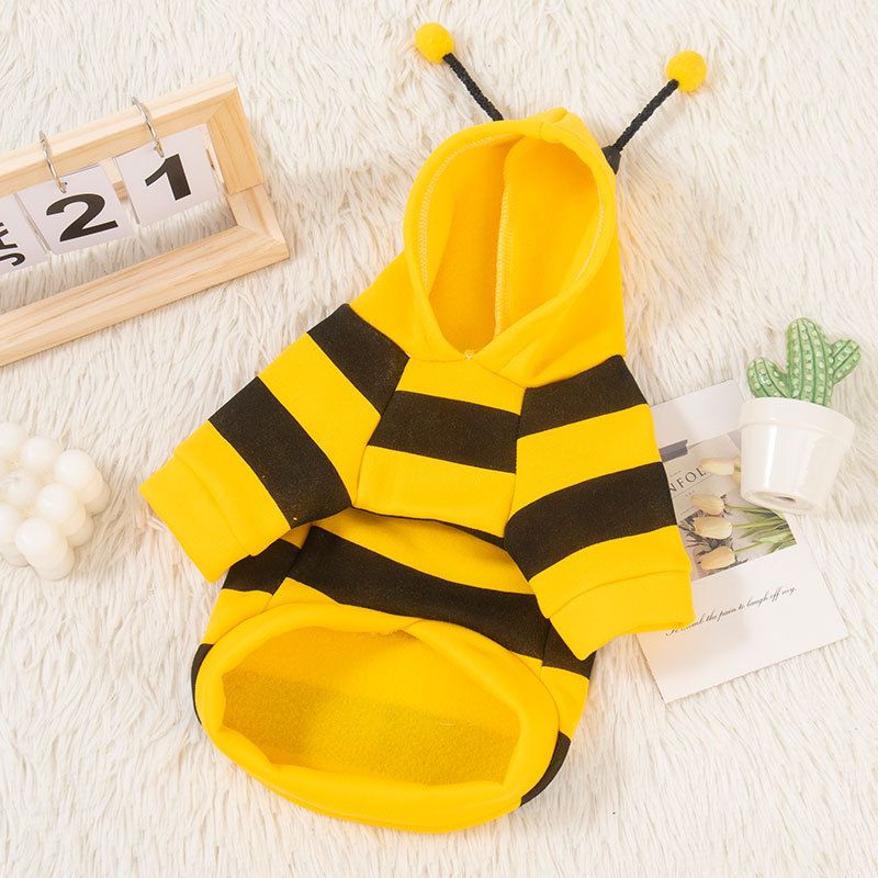 Size M Bee Fleece Hoodie Jumper for Small Dogs & Cats with 5 Hair Clips - Winter Warm Pet Apparel Australia - view 7
