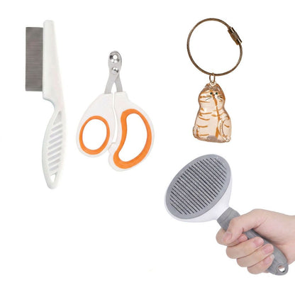 Ginger Cat Complete Cat Care Set - One-Touch Deshedding Brush, Stainless Steel Nail Clipper & Fur Collection Locket - view 3