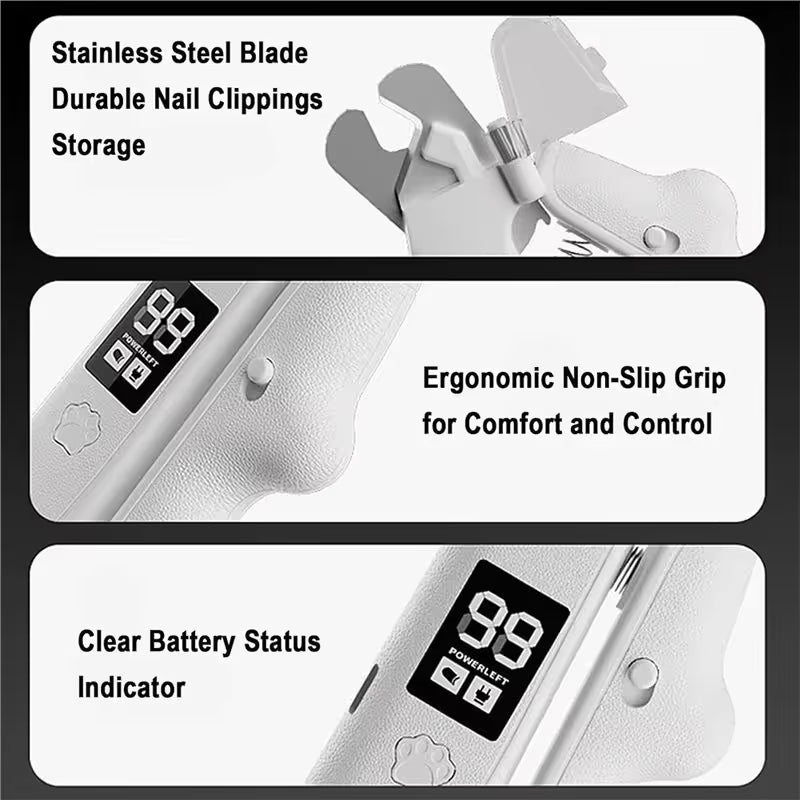 2 in 1 Pet Nail Clippers with Grinder LED Light Rechargeable Electric Dog Cat Nail Trimmer with LCD Display - view 3