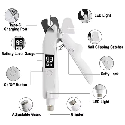 2 in 1 Pet Nail Clippers with Grinder LED Light Rechargeable Electric Dog Cat Nail Trimmer with LCD Display - view 4