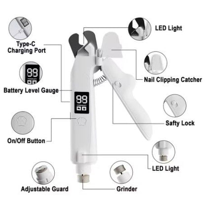2 in 1 Pet Nail Clipper and Paw Trimmer Set USB Rechargeable Dog Cat Grooming Kit with LED Display Low Noise Nail Grinder and Foot Hair Clipper - view 4