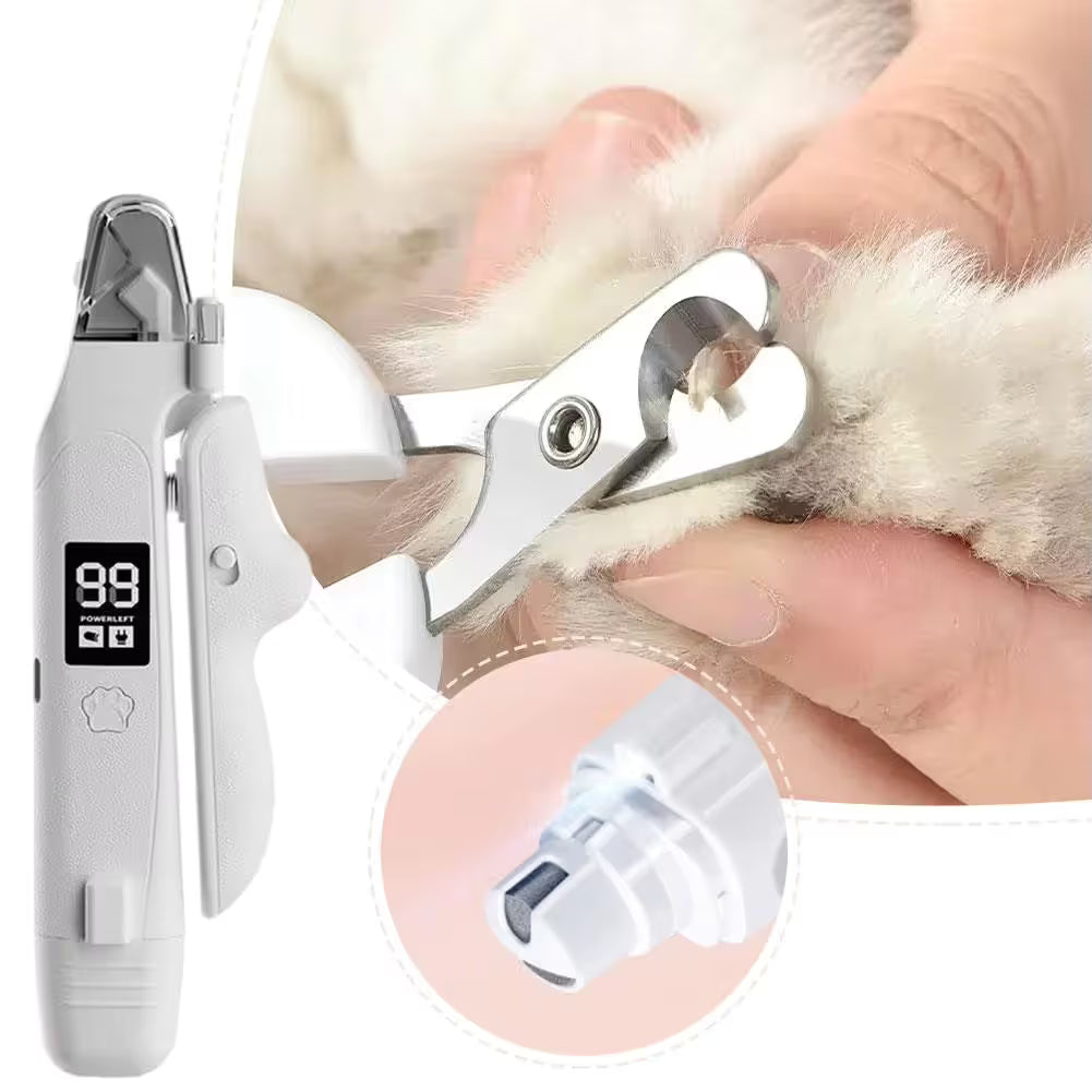 Black Paw Hair Trimmer and White Pet Nail Clipper Set USB Rechargeable Dog Cat Grooming Kit LED Display Low Noise Paw Shaver Nail Grinder 2 in 1 Pet Beauty Tool - view 2