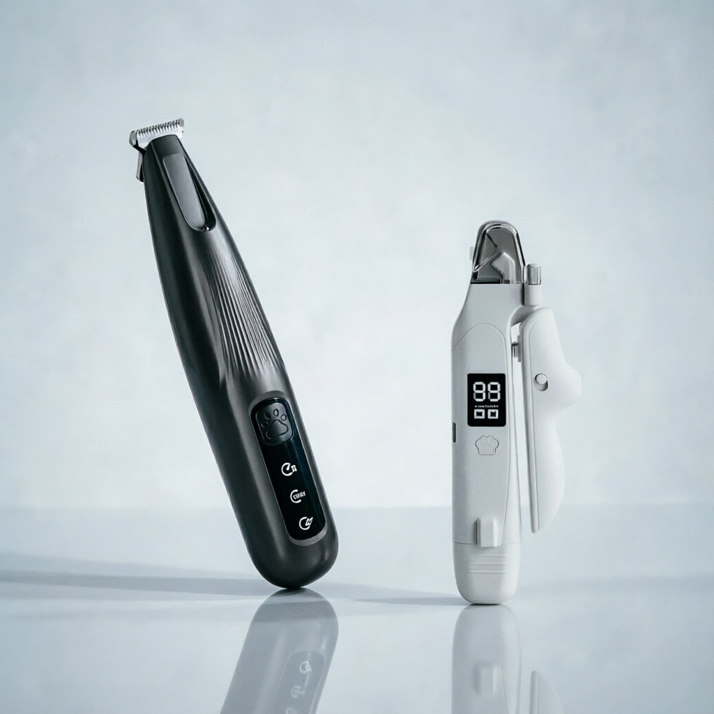 Black Paw Hair Trimmer and White Pet Nail Clipper Set USB Rechargeable Dog Cat Grooming Kit LED Display Low Noise Paw Shaver Nail Grinder 2 in 1 Pet Beauty Tool - view 4