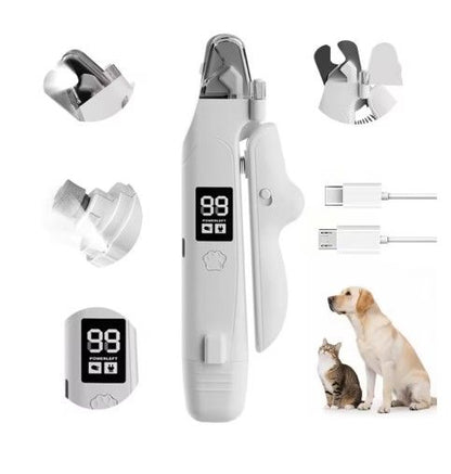 Black Paw Hair Trimmer and White Pet Nail Clipper Set USB Rechargeable Dog Cat Grooming Kit LED Display Low Noise Paw Shaver Nail Grinder 2 in 1 Pet Beauty Tool - view 6