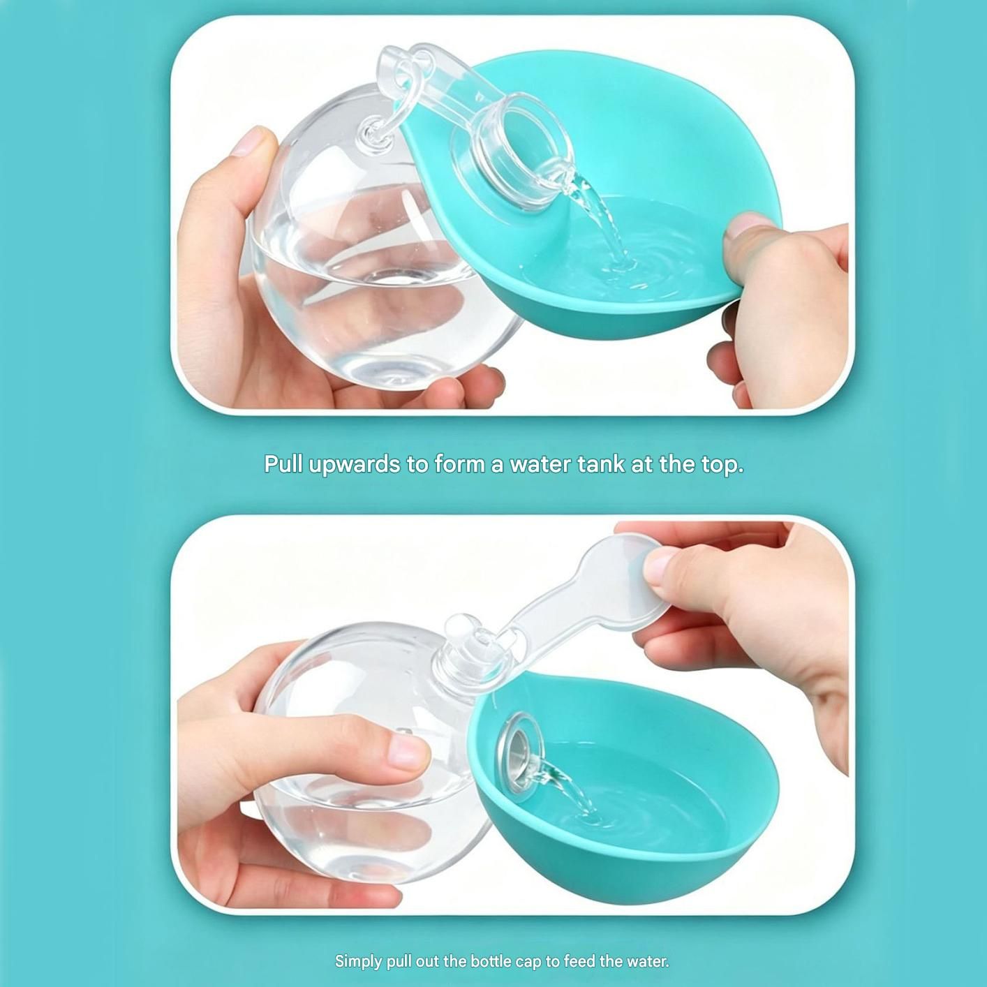 Blue Portable Pet Water Bottle with Foldable Drinking Bowl, 285ml Travel Dog Water Dispenser for Walking Hiking and Outdoor Adventures - view 3