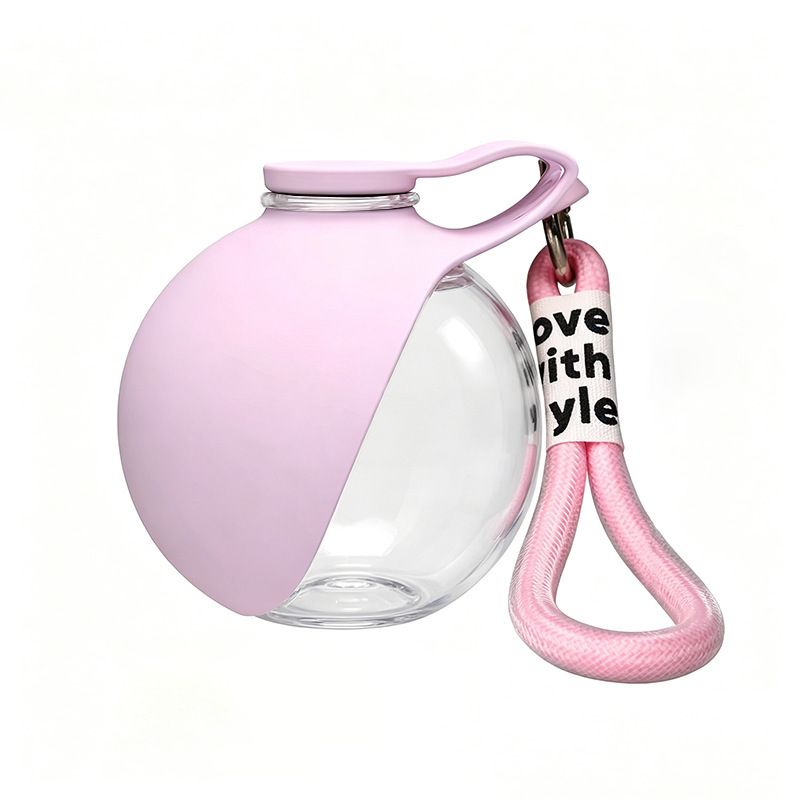 Pink Portable Pet Water Bottle with Foldable Drinking Bowl, 285ml Travel Dog Water Dispenser for Walking Hiking and Outdoor Adventures - view 2