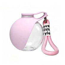 Pink Portable Pet Water Bottle with Foldable Drinking Bowl, 285ml Travel Dog Water Dispenser for Walking Hiking and Outdoor Adventures - view 2