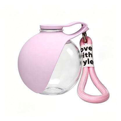Pink Portable Pet Water Bottle with Foldable Drinking Bowl, 285ml Travel Dog Water Dispenser for Walking Hiking and Outdoor Adventures - view 2