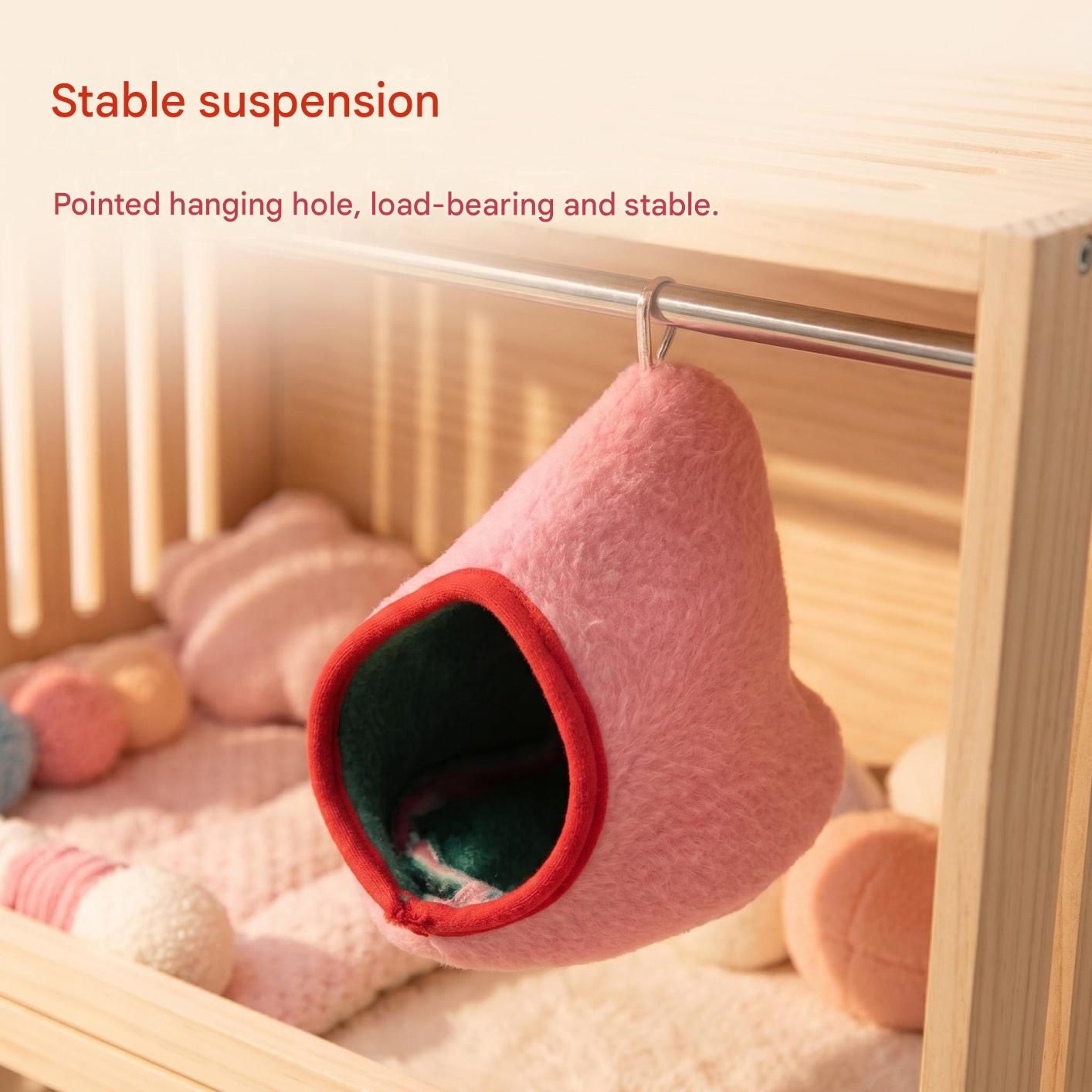 Pink Soft Cozy Hamster Bed Small Pet Sleeping Nest for Winter Guinea Pig, Hamster, Sugar Glider, Safe & Warm Hideaway - view 2