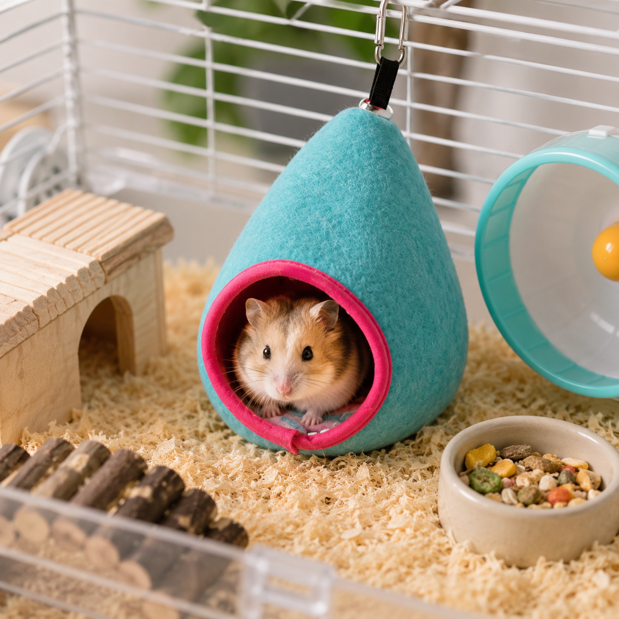 Blue Soft Cozy Hamster Bed Small Pet Sleeping Nest for Winter Guinea Pig, Hamster, Sugar Glider, Safe & Warm Hideaway - view 2
